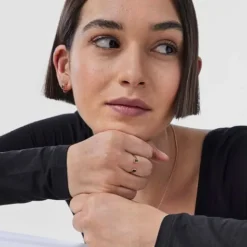 Anillo abierto con baño de oro rosa 18 kt sobre plata y espinelas motivo oso Motif^TOUS Online