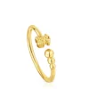 Anillo abierto pequeño con baño de oro de 18 kt sobre plata con motivos Grain^TOUS Hot