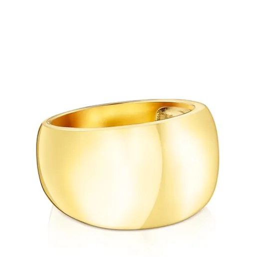 Anillo abombado con baño de oro 18 kt sobre plata Basics^TOUS Clearance