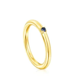 Anillo con baño de oro 18 kt sobre plata y zafiro azul Ring Mix^TOUS Discount
