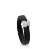 Anillo de acero IP negro y oro blanco con diamantes motivo oso estrecho Icon Mesh^TOUS Hot