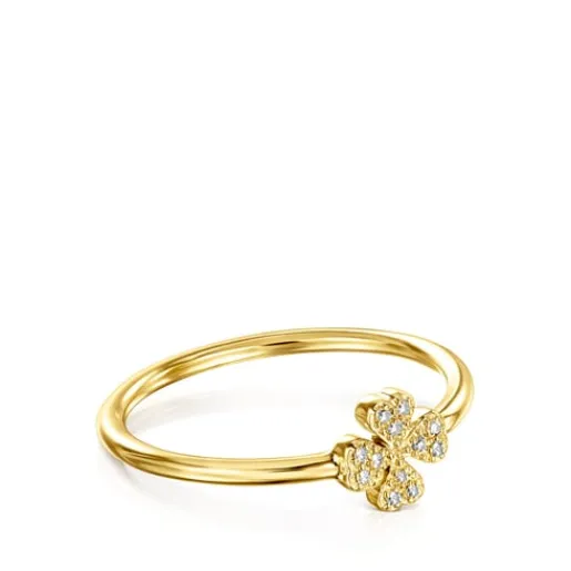 Anillo de oro y diamantes motivo trébol Good Vibes^TOUS Discount