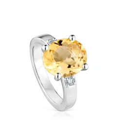Anillo de con diamantes y citrino Basic Colors^TOUS