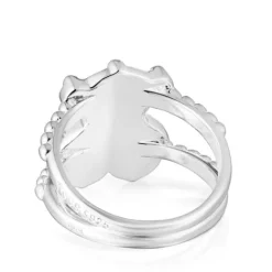 Anillo grande de plata con motivo oso Grain^TOUS Discount