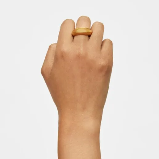 Anillo liso con baño de oro 18 kt sobre plata Dybe^TOUS Online
