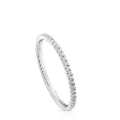 Anillo media alianza pequeña de oro blanco con diamantes Les Classiques^TOUS