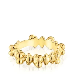 Anillo mediano con baño de oro 18 kt sobre plata y motivos oso Bold Bear^TOUS Sale