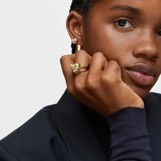 Anillo mediano corazón con baño de oro 18 kt sobre plata y gemas Lligat^TOUS