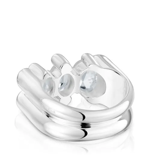 Anillo mediano motivo oso de y cuarzo cristal de roca Color Bear^TOUS Online