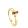 Anillo pequeño con baño de oro 18 kt sobre plata y rodolita Basic Colors^TOUS Clearance