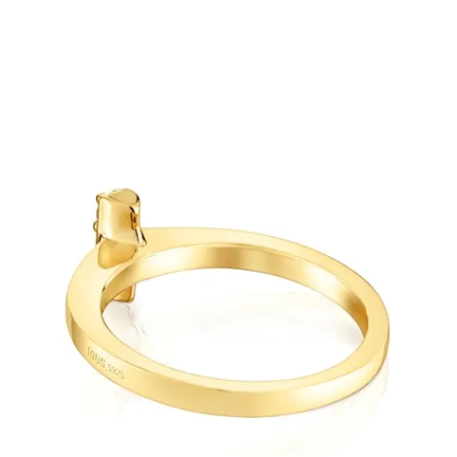 Anillo pequeño con baño de oro 18 kt sobre plata y rodolita Basic Colors^TOUS Clearance