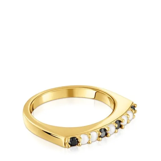 Anillo pequeño con baño de oro 18 kt sobre plata y gemas Basic Colors^TOUS New