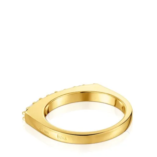 Anillo pequeño con baño de oro 18 kt sobre plata y gemas Basic Colors^TOUS New
