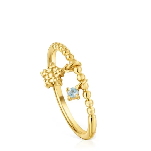 Anillo pequeño con baño de oro de 18 kt sobre plata y topacio Grain^TOUS Clearance