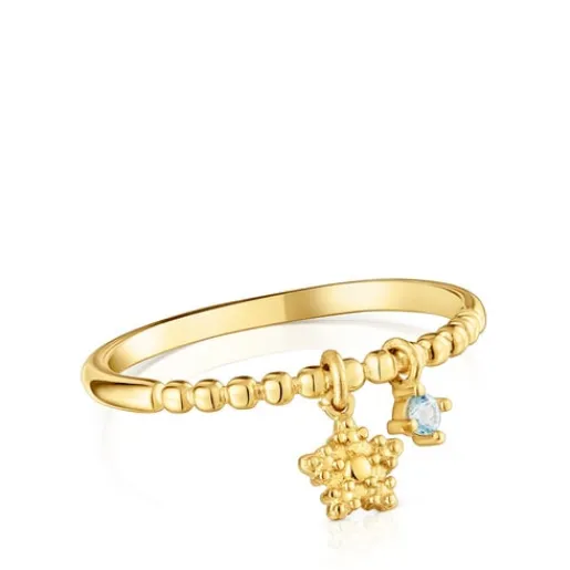 Anillo pequeño con baño de oro de 18 kt sobre plata y topacio Grain^TOUS Clearance