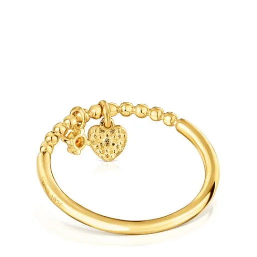 Anillo pequeño con baño de oro de 18 kt sobre plata y granate naranja Grain^TOUS Hot