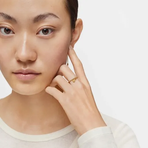 Anillo pequeño con baño de oro de 18 kt sobre plata y granate naranja Grain^TOUS Hot