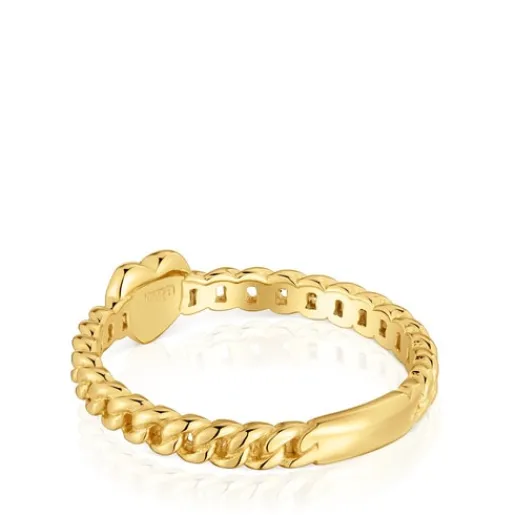 Anillo pequeño corazón con baño de oro 18 kt sobre plata Bold Motif^TOUS Outlet
