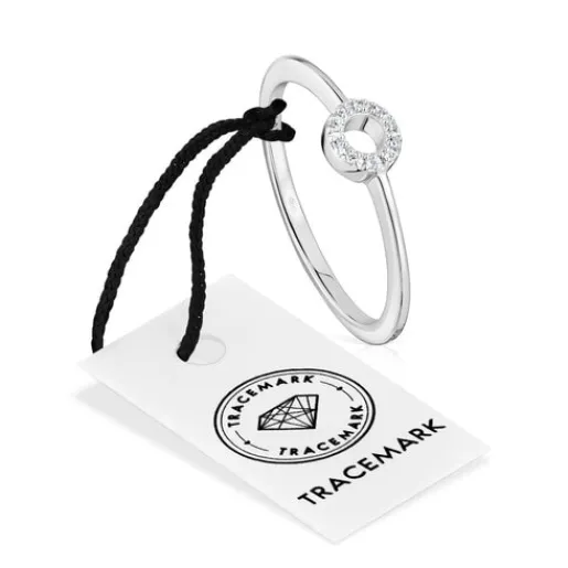 Anillo pequeño círculo de oro blanco con diamantes Grain^TOUS Discount