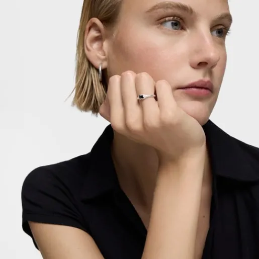 Anillo pequeño de plata y motivo oso en ónix Icon Color^TOUS