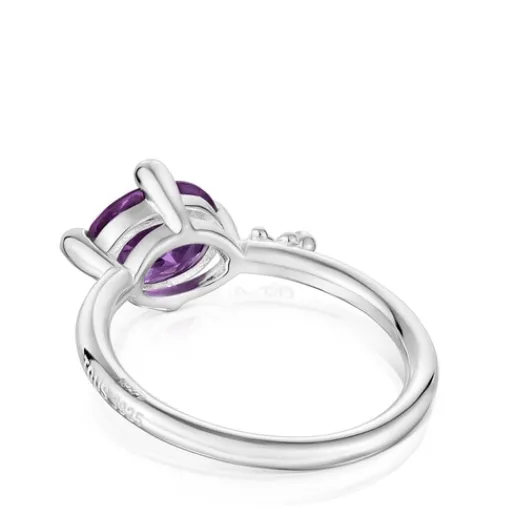 Anillo pequeño de plata y zafiro lila creado en laboratorio Color LGG^TOUS