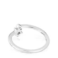 Anillo pequeño estrella de oro blanco con diamantes Grain^TOUS New
