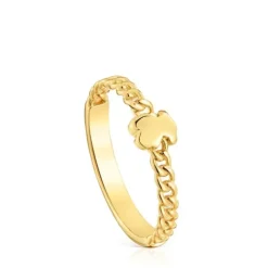 Anillo pequeño oso con baño de oro 18 kt sobre plata Bold Motif^TOUS