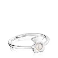 Anillo pequeño oso de plata con perla cultivada I-Bear^TOUS Hot