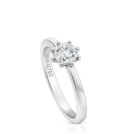 Anillo rosetón pequeño de oro blanco y diamantes 0.10ct Les Classiques^TOUS Best