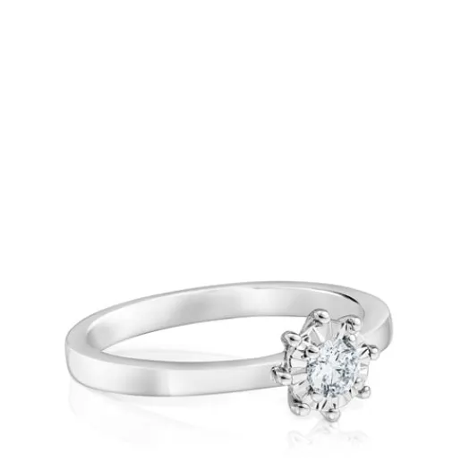 Anillo rosetón pequeño de oro blanco y diamantes 0.10ct Les Classiques^TOUS Best