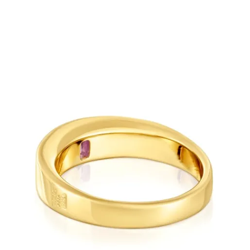 Anillo sello con baño de oro 18 kt sobre plata y amatista Basic Colors^TOUS Clearance
