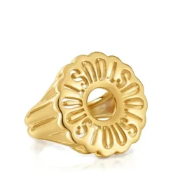 Anillo sello con baño de oro 18 kt sobre plata Miranda^TOUS Clearance