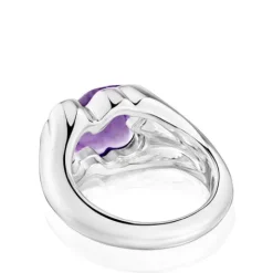 Anillo sello oso de y amatista Bold Motif^TOUS
