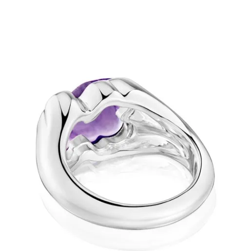 Anillo sello oso de y amatista Bold Motif^TOUS