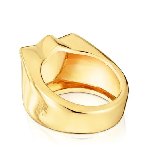 Anillo sello tulipa con baño de oro 18 kt sobre plata Sweet Dolls^TOUS Discount