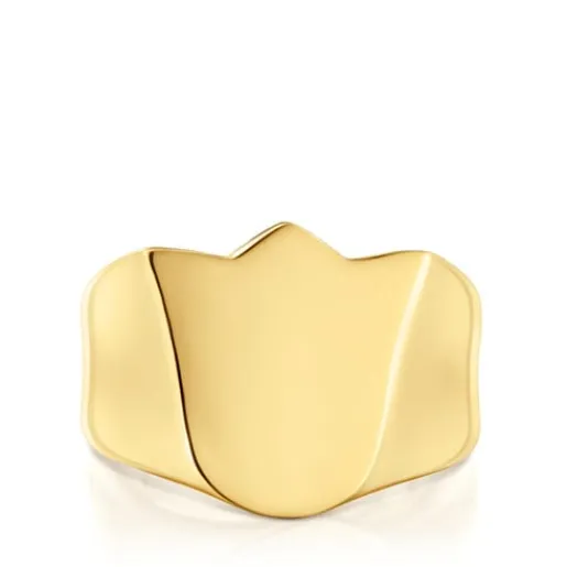 Anillo sello tulipa con baño de oro 18 kt sobre plata Sweet Dolls^TOUS Discount