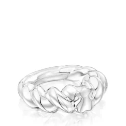 Anillo trenzado de plata motivo oso Twisted^TOUS