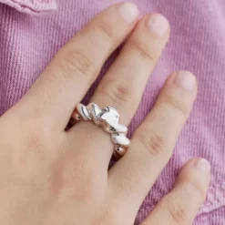 Anillo trenzado de plata motivo oso Twisted^TOUS