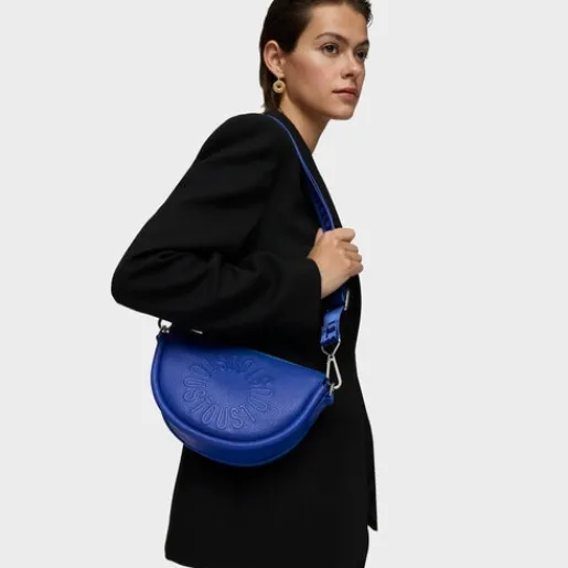 Bandolera mediana de piel azul eléctrico Miranda^TOUS Discount