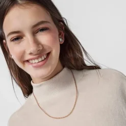 Cadena mediana con baño de oro rosa de 18 kt sobre plata, 50 cm Hand^TOUS