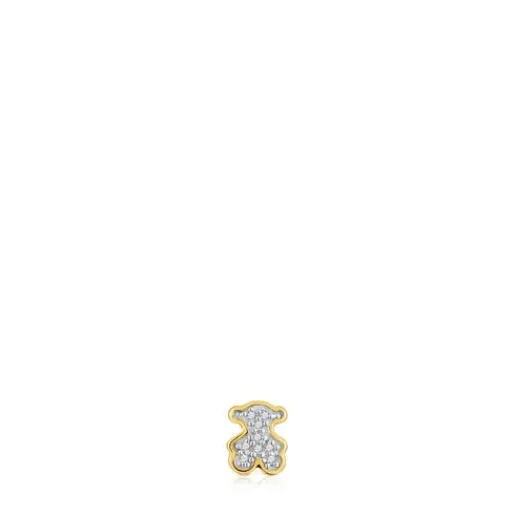 Charm 1950 oso pequeño con baño de oro 18 kt sobre plata y diamantes^TOUS New