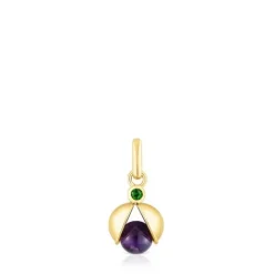 Colgante con baño de oro 18 kt sobre plata, amatista y cromodiópsido Virtual Garden^TOUS Outlet