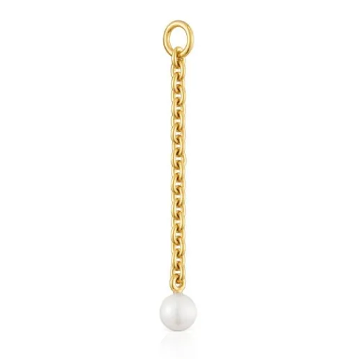 Colgante con baño de oro 18 kt sobre plata y perla cultivada Hold Oval^TOUS Hot