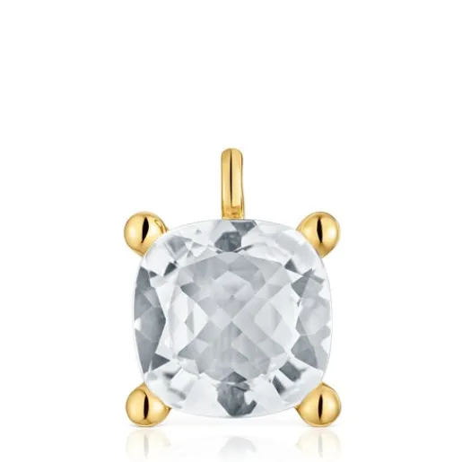 Colgante grande con baño de oro 18 kt sobre plata y cuarzo cristal de roca Color White^TOUS Clearance