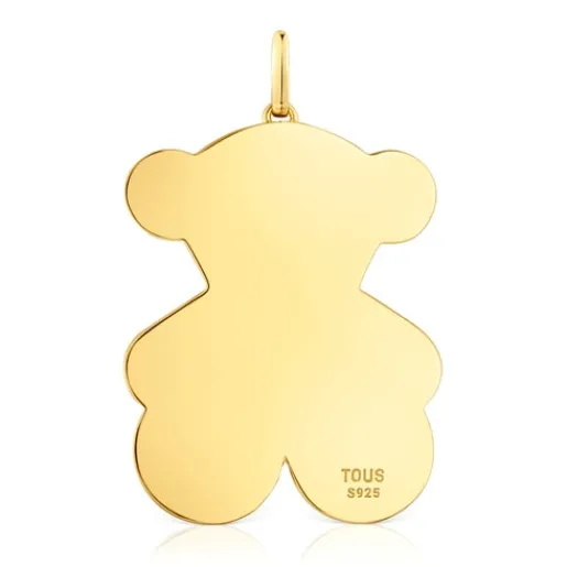 Colgante grande oso con baño de oro 18 kt sobre plata 38 mm Sweet Dolls^TOUS Best