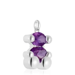 Colgante mediano motivo oso de plata y zafiro lila creado en laboratorio Color Bear LGG^TOUS Sale