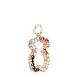 Colgante oso con baño de oro rosa 18 kt sobre plata y gemas Straight^TOUS Clearance