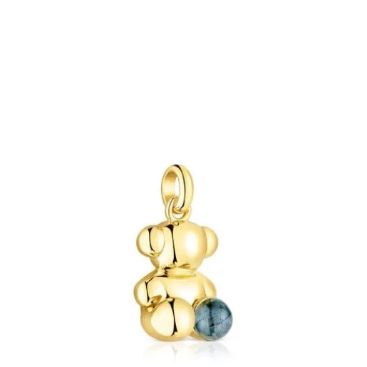 Colgante oso con baño de oro 18 kt sobre plata y labradorita Bold Bear^TOUS Hot