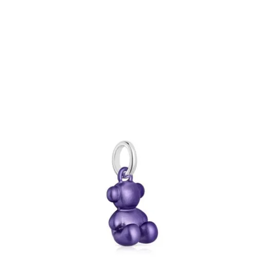 Colgante oso pequeño de acero en color lila oscuro Bold Bear^TOUS Online