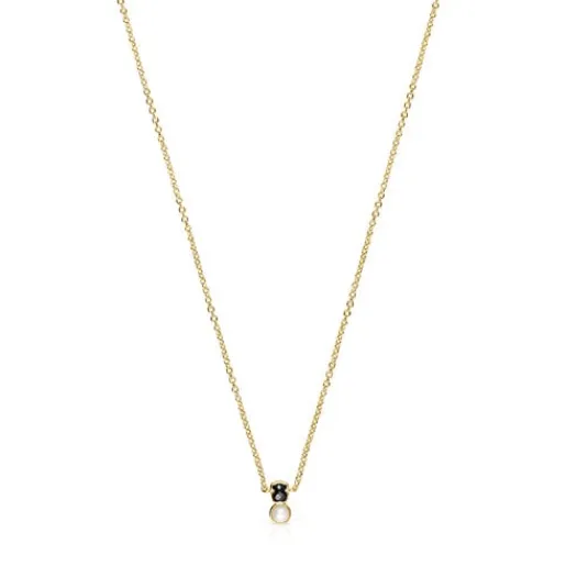Collar con baño de oro 18 kt sobre plata y ónix y perla Glory^TOUS Online